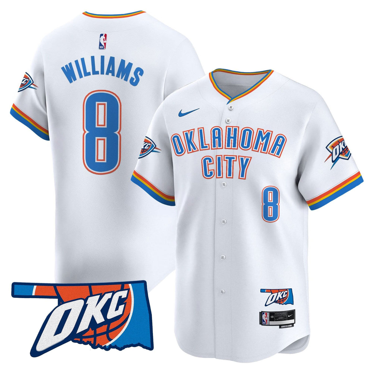 Oklahoma City Thunder Vapor Baseball Jersey - Stitched