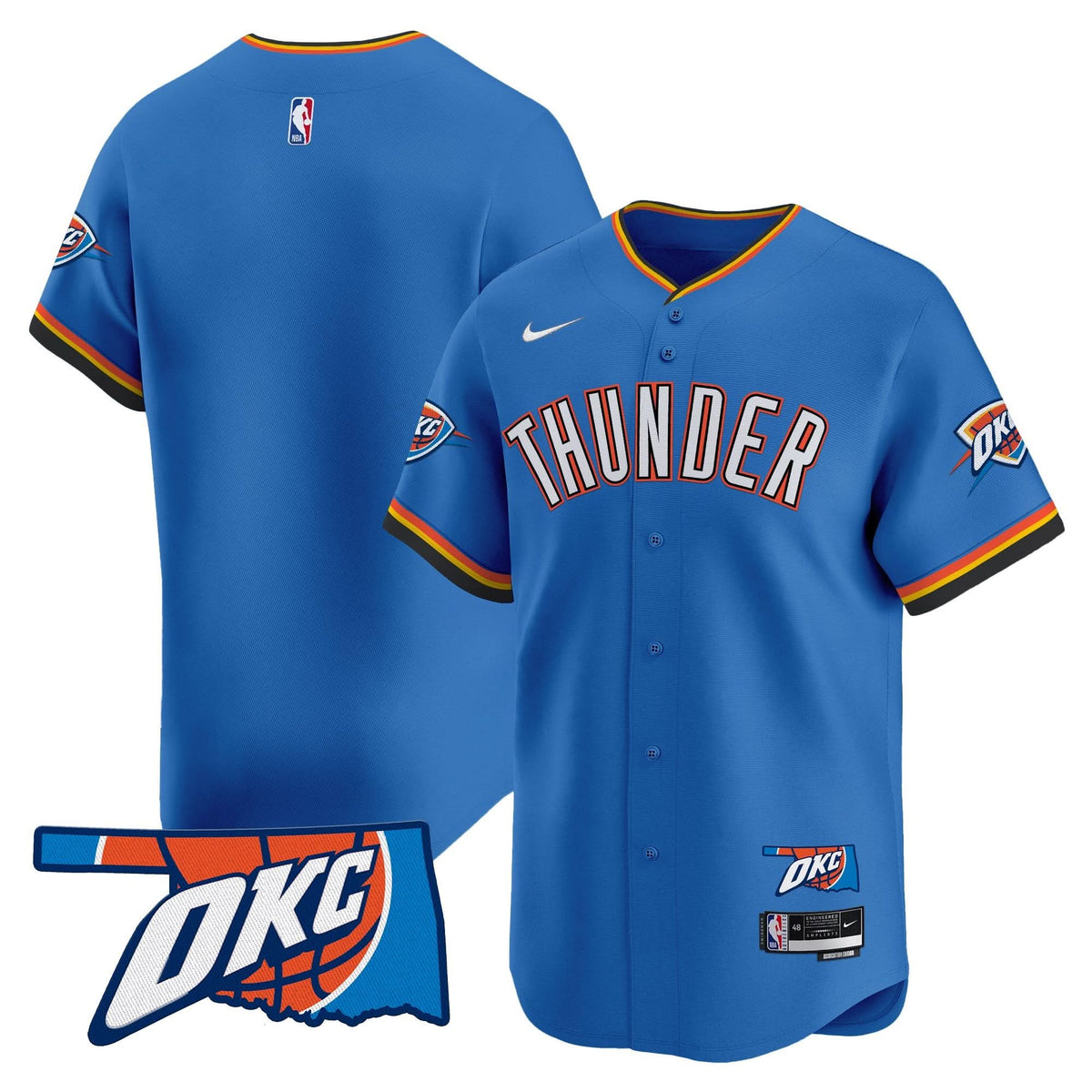 Oklahoma City Thunder Vapor Baseball Jersey - Stitched