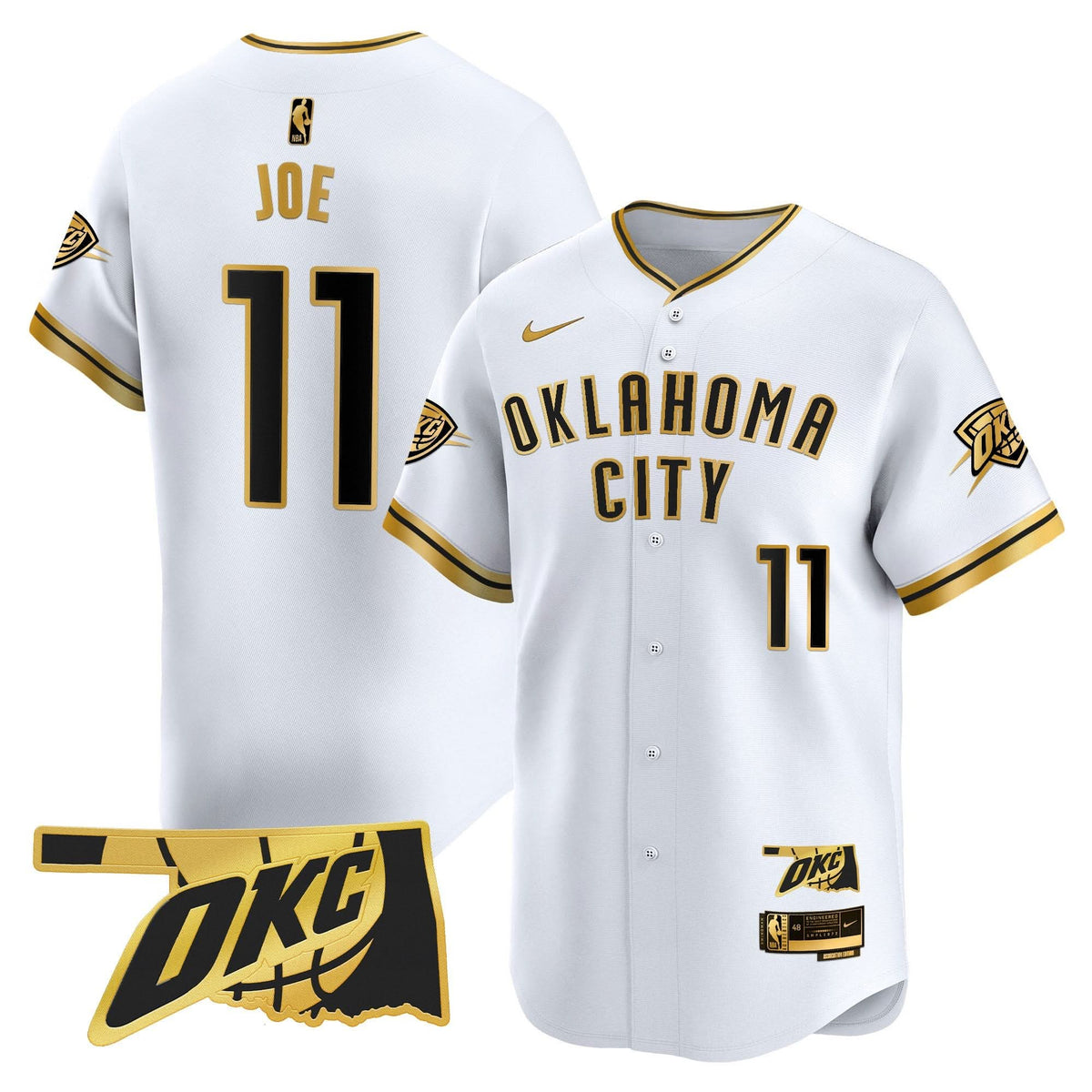 Oklahoma City Thunder Vapor Baseball Jersey - Stitched