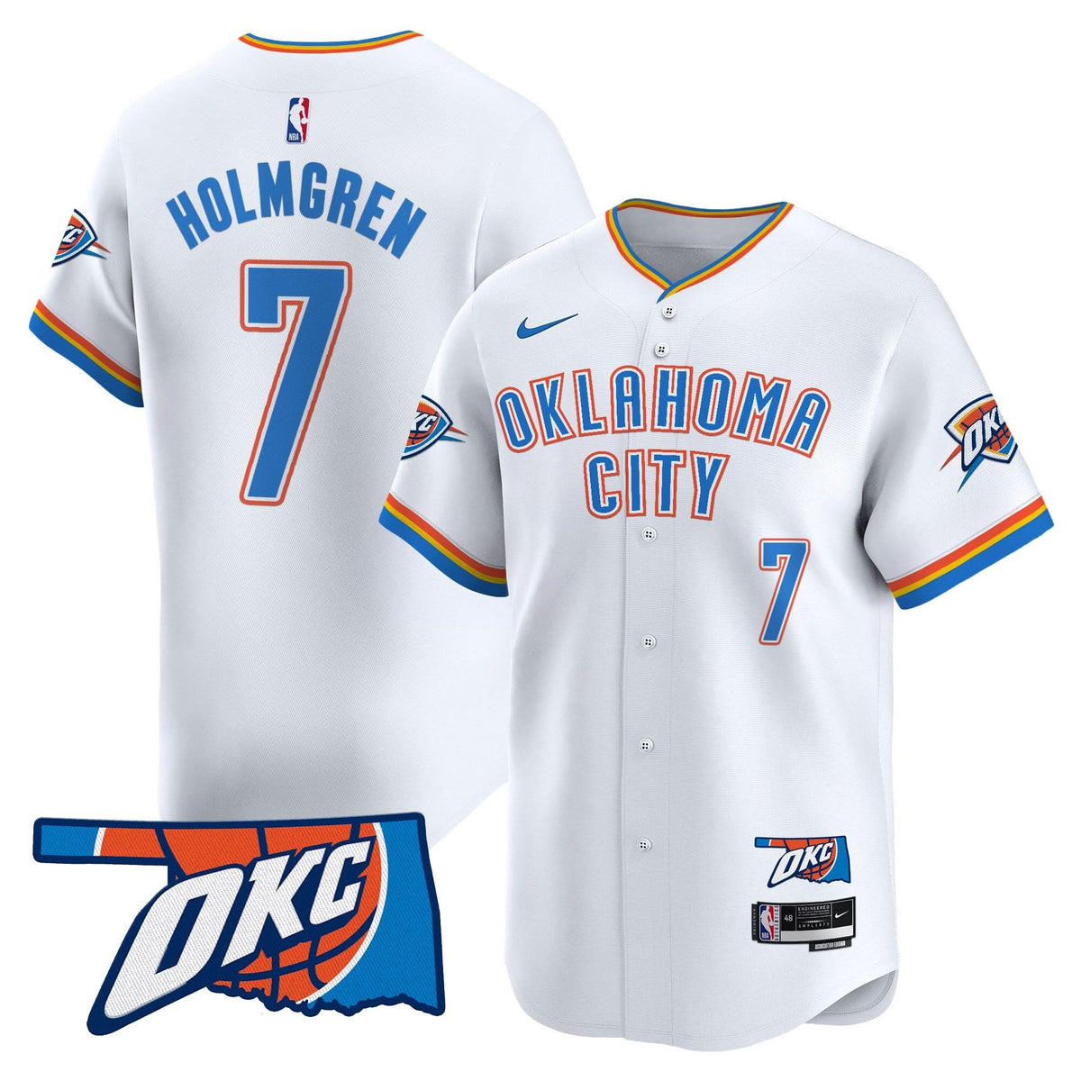 Oklahoma City Thunder Vapor Baseball Jersey - Stitched