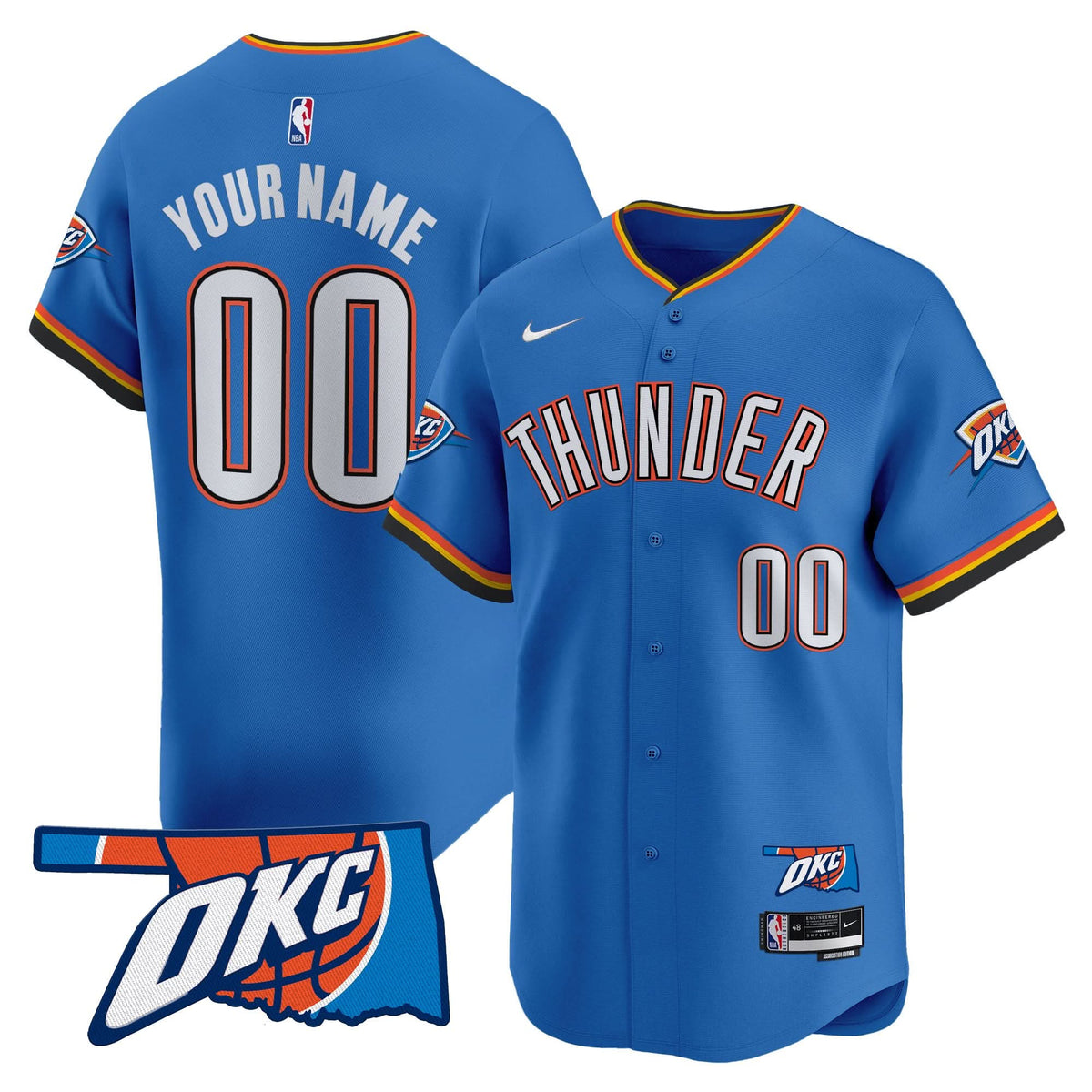 Oklahoma City Thunder Vapor Baseball Custom Jersey - Stitched