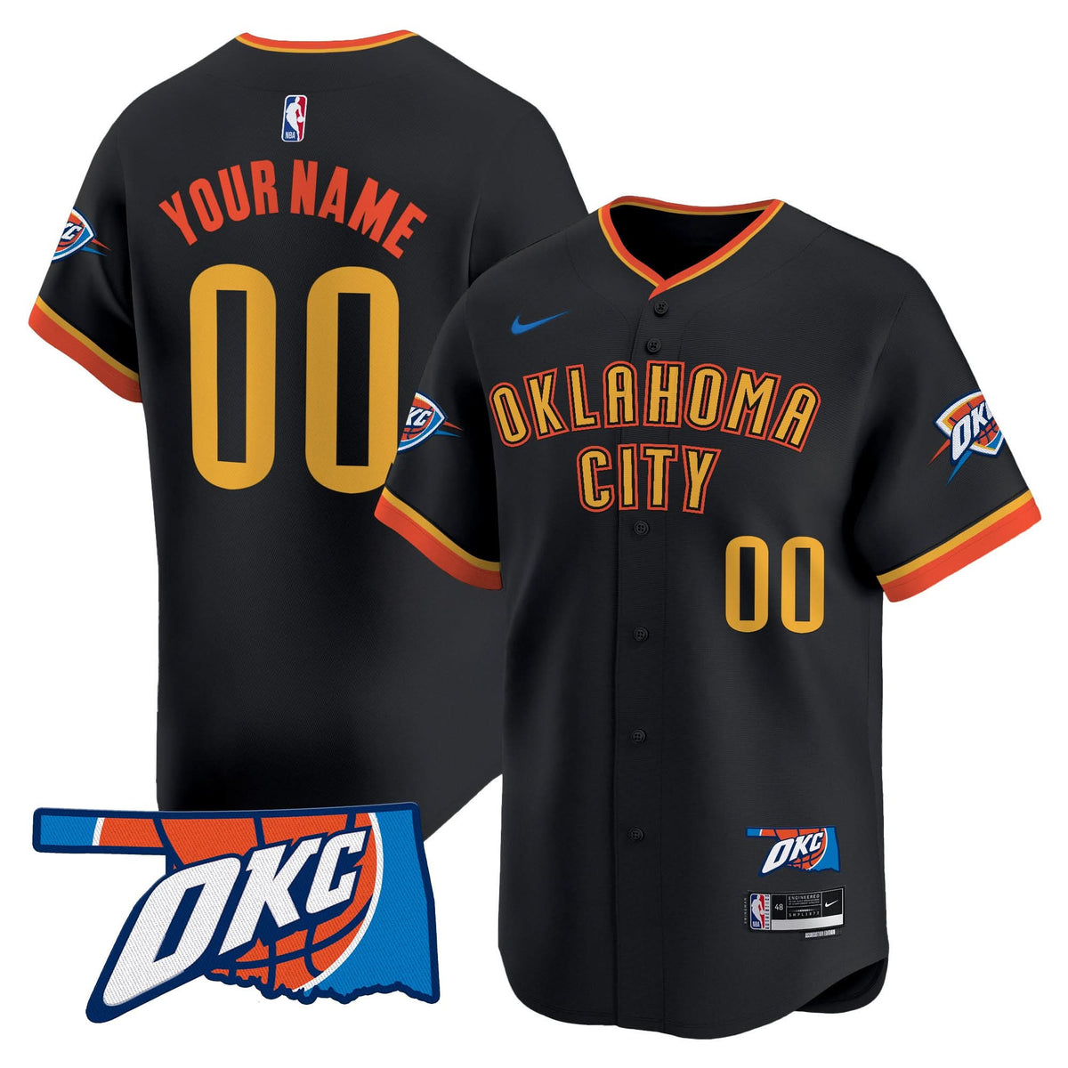 Oklahoma City Thunder Vapor Baseball Custom Jersey - Stitched