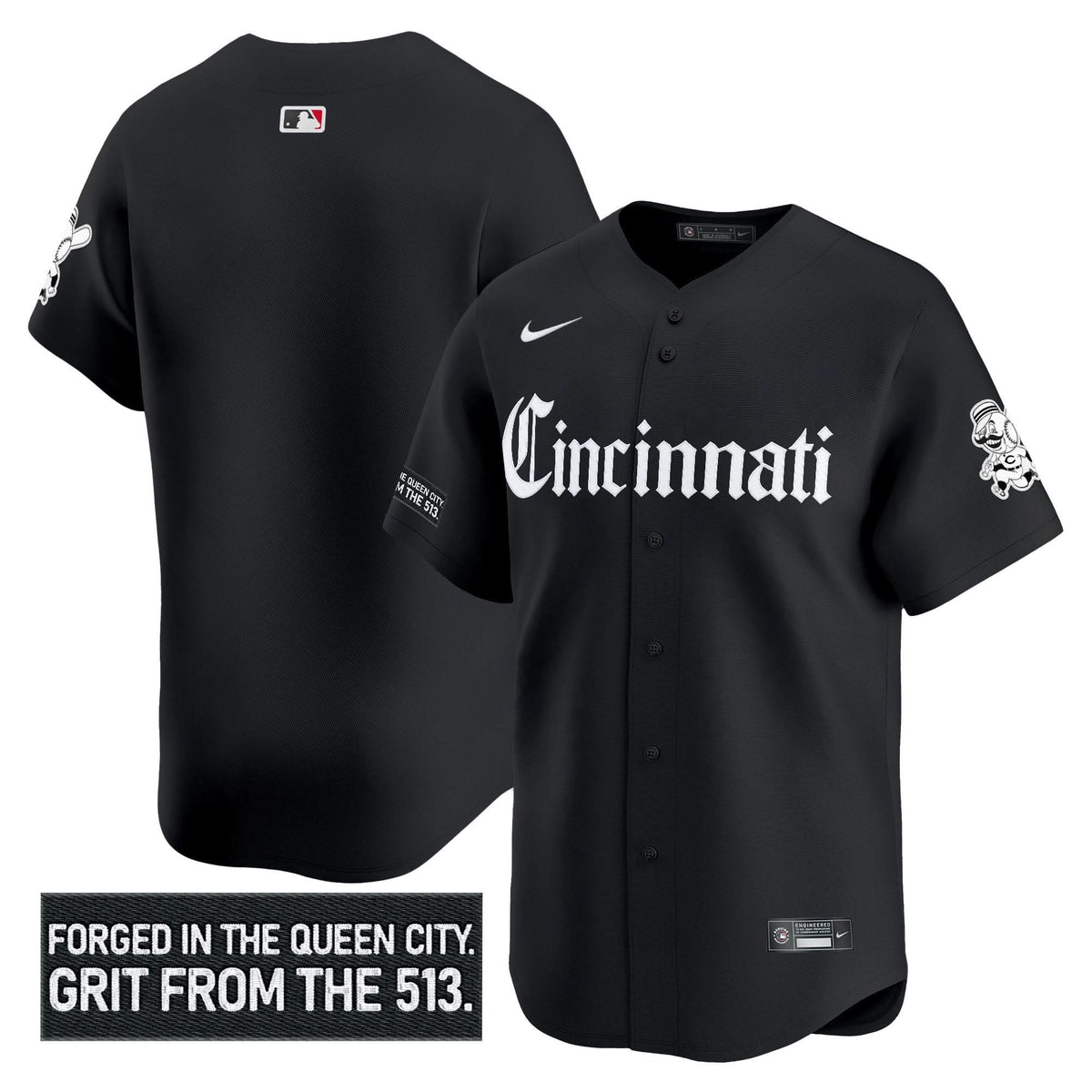 Cincinnati Reds 'Gothic Queen City Edition' Vapor Premier Limited Jersey - Stitched