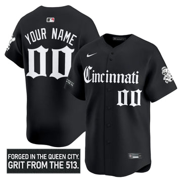 Cincinnati Reds 'Gothic Queen City Edition' Vapor Premier Limited Custom Jersey - Stitched