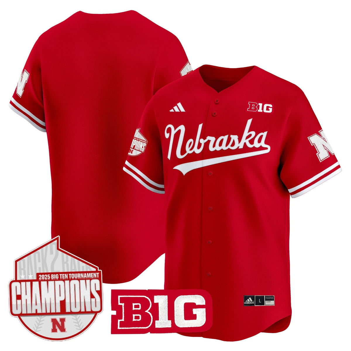 Nebraska Cornhuskers Back 2 Back Champions Patch Vapor Premier Limited Jersey-Cuztomshoes