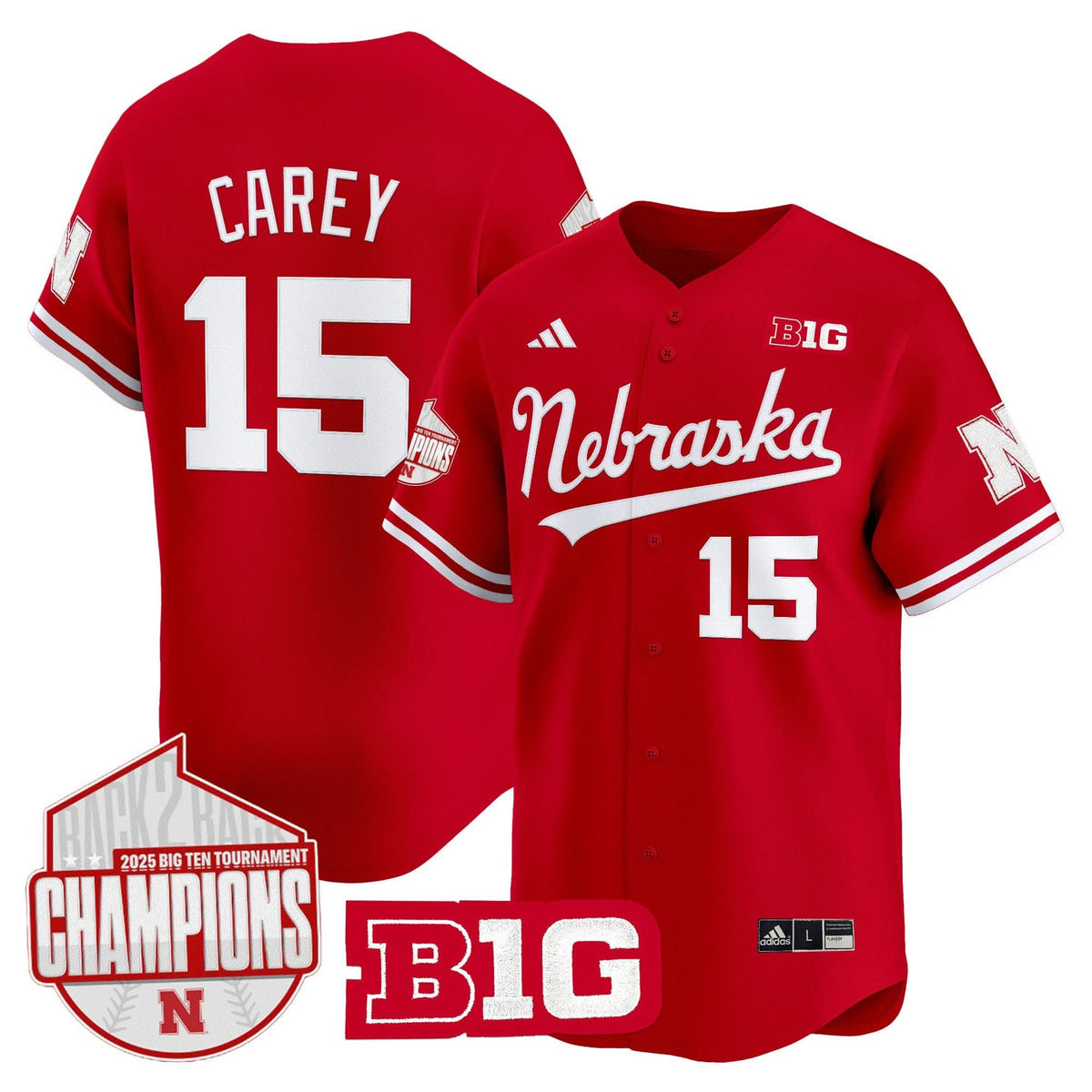 Nebraska Cornhuskers Back 2 Back Champions Patch Vapor Premier Limited Jersey-Cuztomshoes