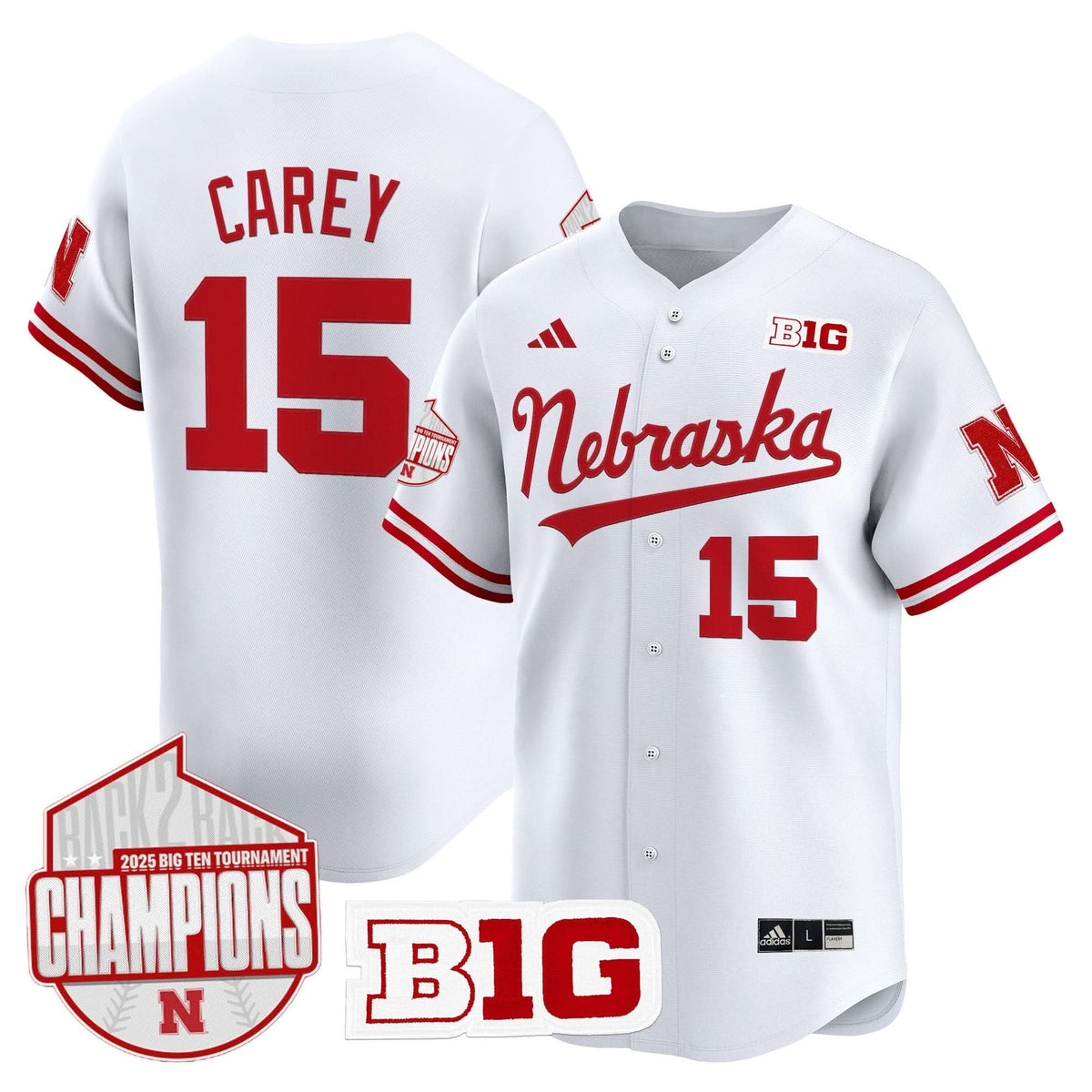 Nebraska Cornhuskers Back 2 Back Champions Patch Vapor Premier Limited Jersey-Cuztomshoes