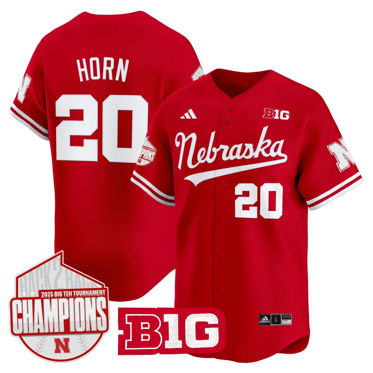 Nebraska Cornhuskers Back 2 Back Champions Patch Vapor Premier Limited Jersey-Cuztomshoes
