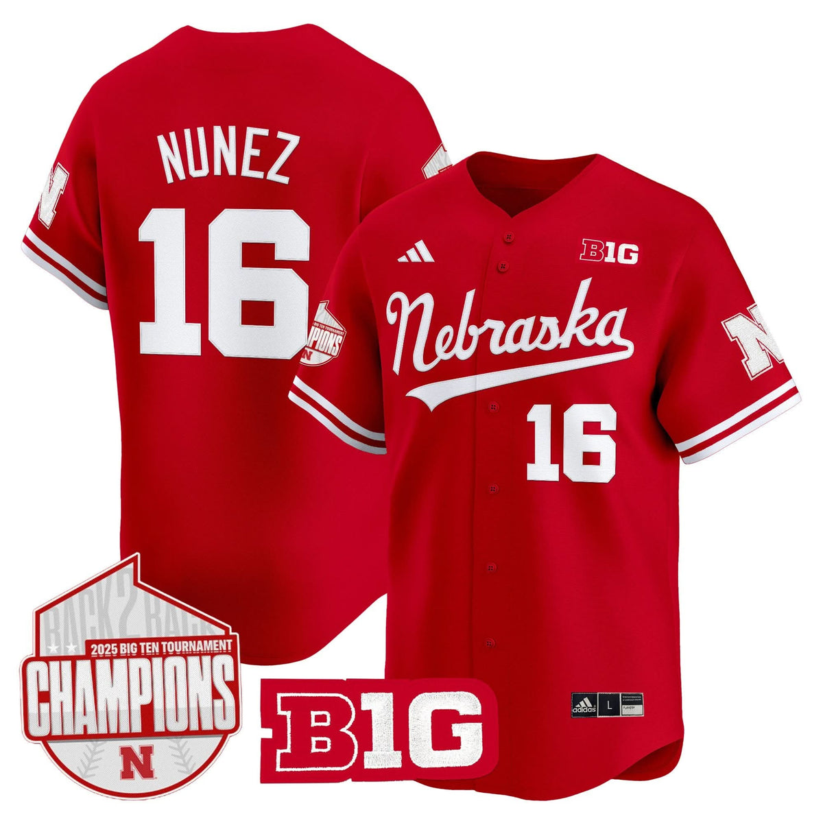 Nebraska Cornhuskers Back 2 Back Champions Patch Vapor Premier Limited Jersey-Cuztomshoes