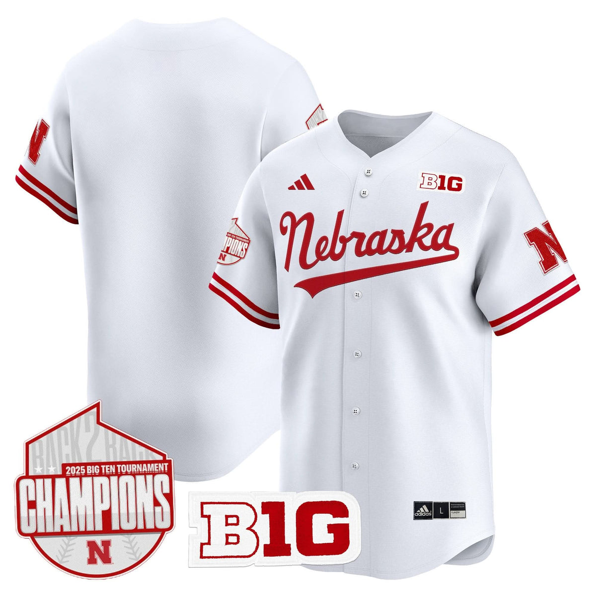 Nebraska Cornhuskers Back 2 Back Champions Patch Vapor Premier Limited Jersey-Cuztomshoes