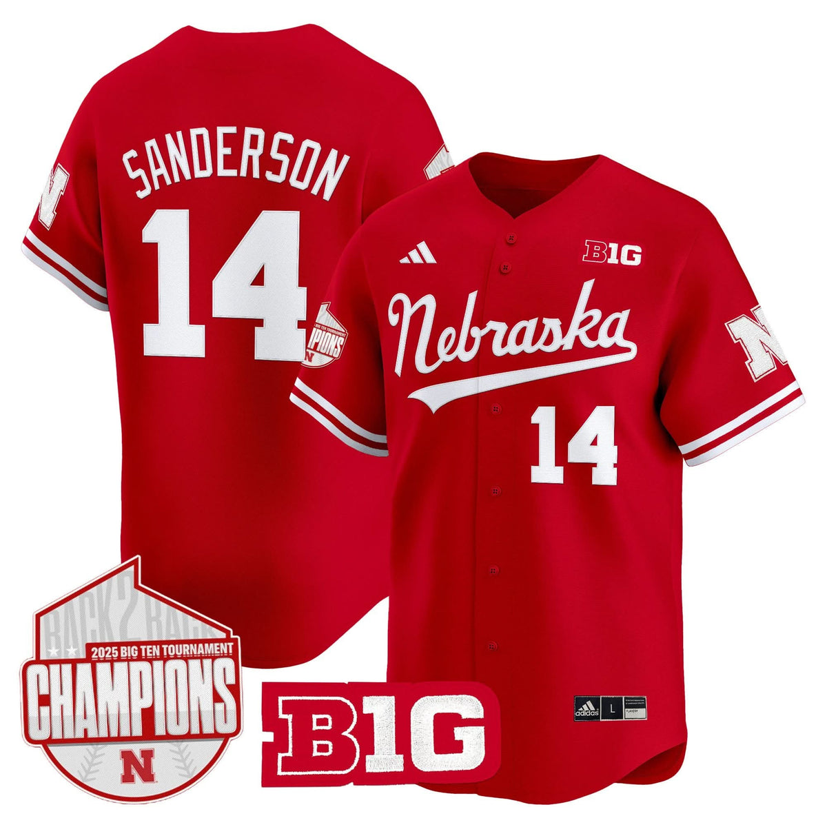Nebraska Cornhuskers Back 2 Back Champions Patch Vapor Premier Limited Jersey-Cuztomshoes