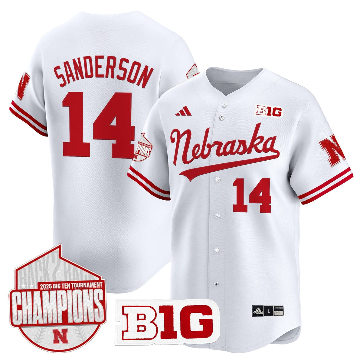 Nebraska Cornhuskers Back 2 Back Champions Patch Vapor Premier Limited Jersey-Cuztomshoes