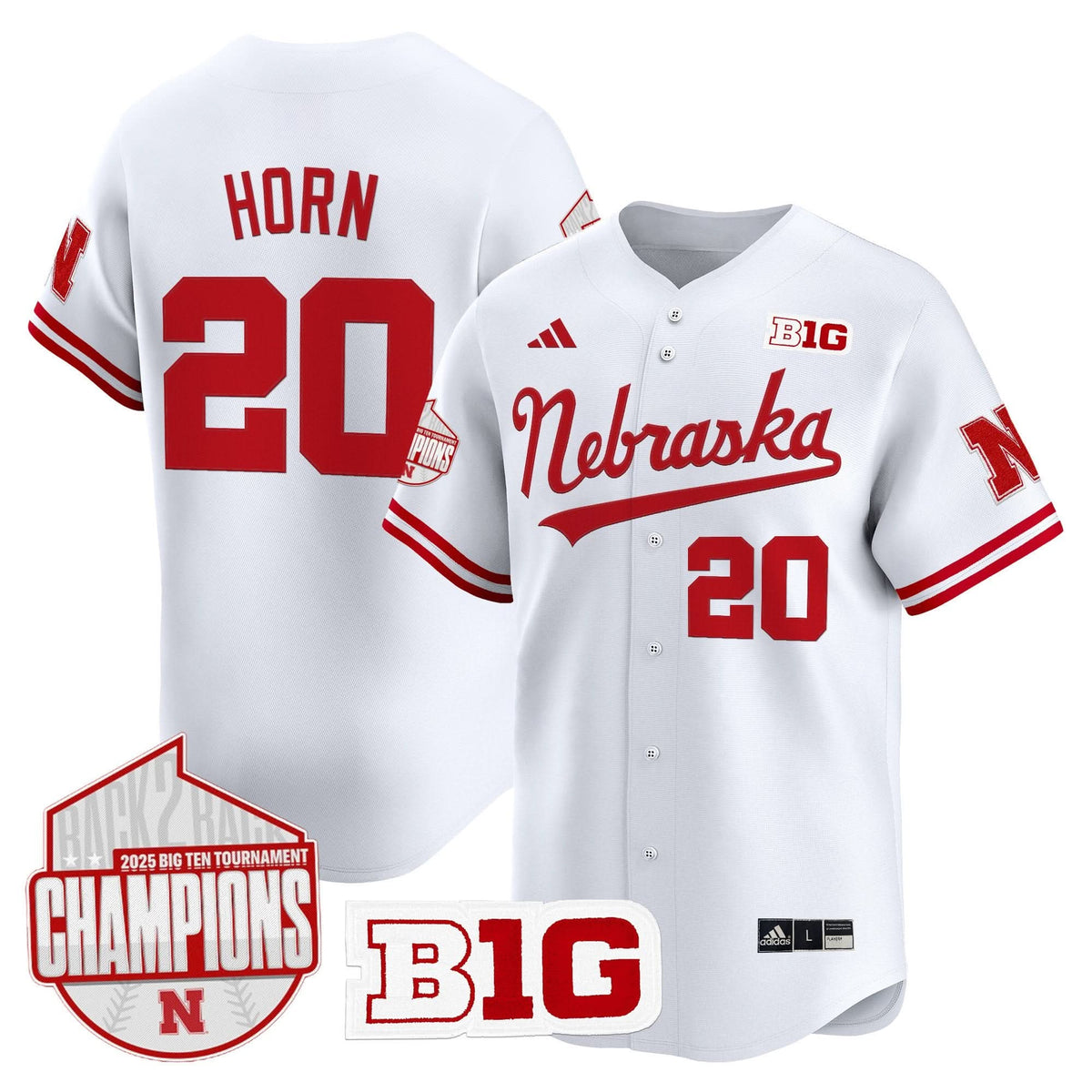 Nebraska Cornhuskers Back 2 Back Champions Patch Vapor Premier Limited Jersey-Cuztomshoes