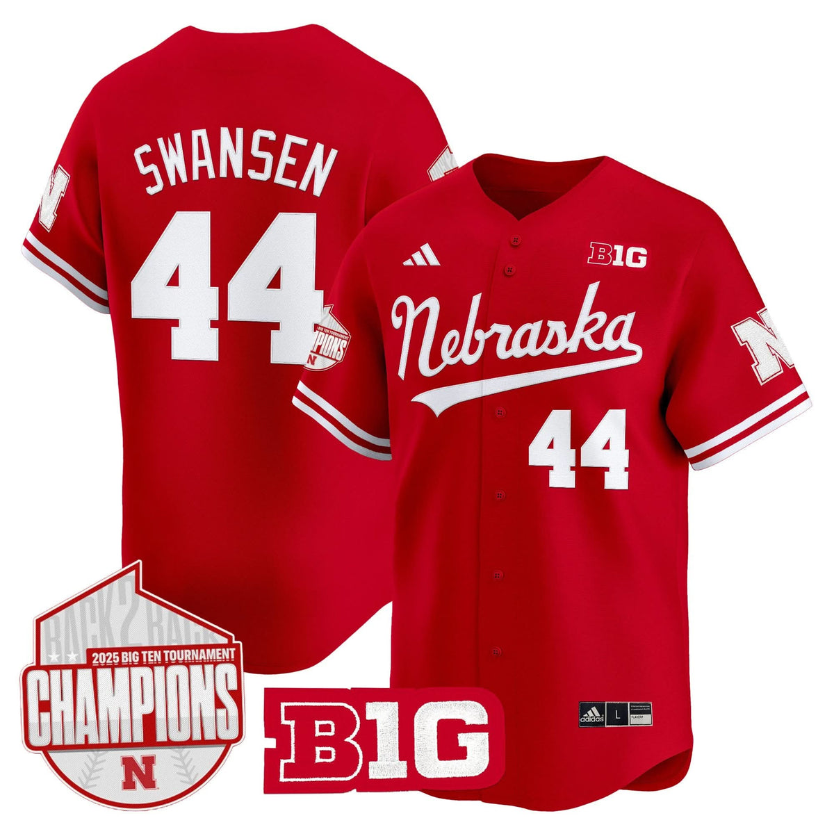 Nebraska Cornhuskers Back 2 Back Champions Patch Vapor Premier Limited Jersey-Cuztomshoes