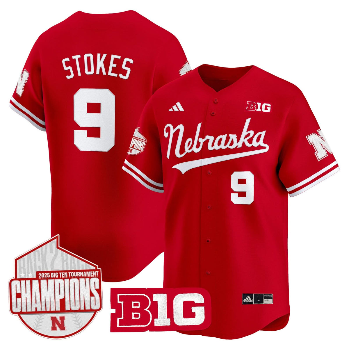 Nebraska Cornhuskers Back 2 Back Champions Patch Vapor Premier Limited Jersey-Cuztomshoes