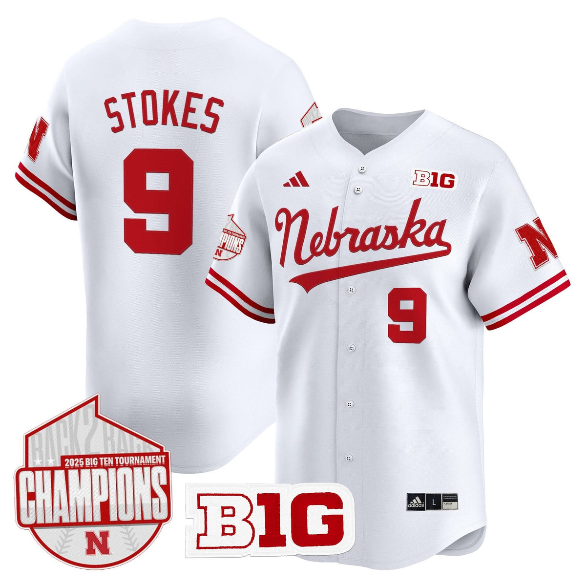 Nebraska Cornhuskers Back 2 Back Champions Patch Vapor Premier Limited Jersey-Cuztomshoes