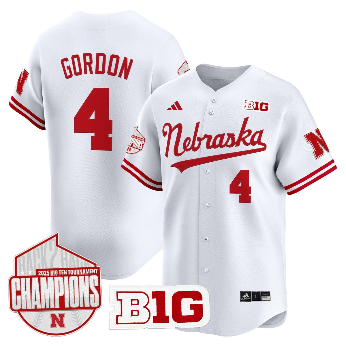 Nebraska Cornhuskers Back 2 Back Champions Patch Vapor Premier Limited Jersey-Cuztomshoes
