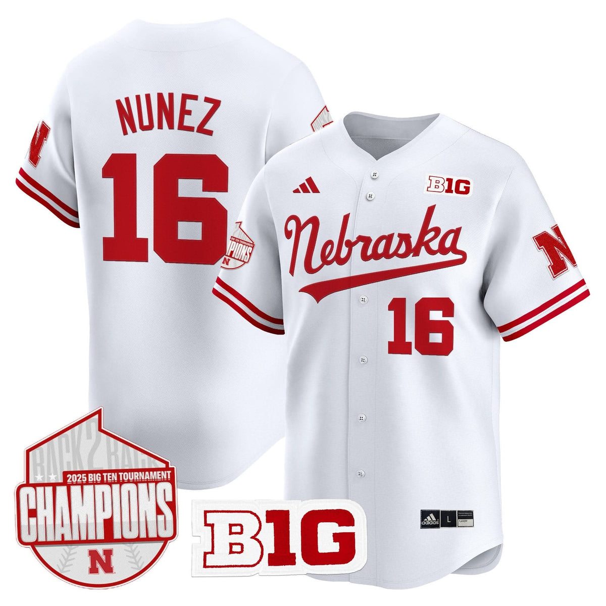 Nebraska Cornhuskers Back 2 Back Champions Patch Vapor Premier Limited Jersey-Cuztomshoes