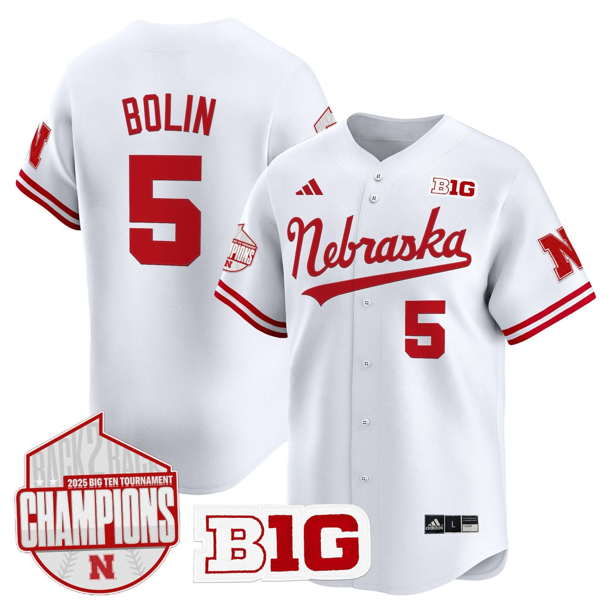 Nebraska Cornhuskers Back 2 Back Champions Patch Vapor Premier Limited Jersey-Cuztomshoes