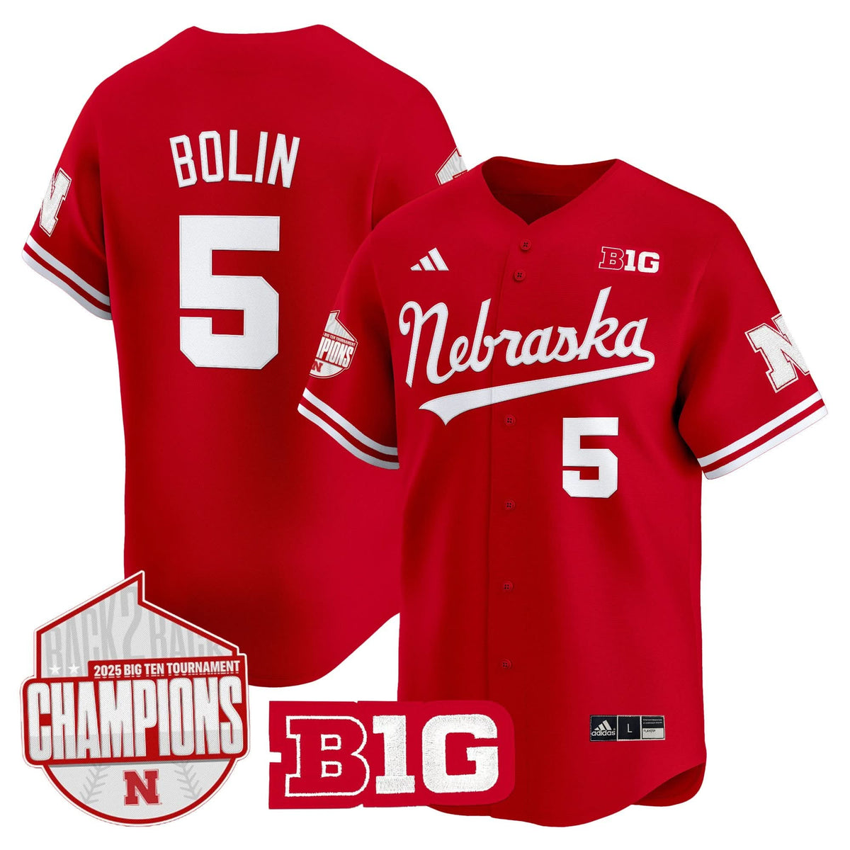 Nebraska Cornhuskers Back 2 Back Champions Patch Vapor Premier Limited Jersey-Cuztomshoes