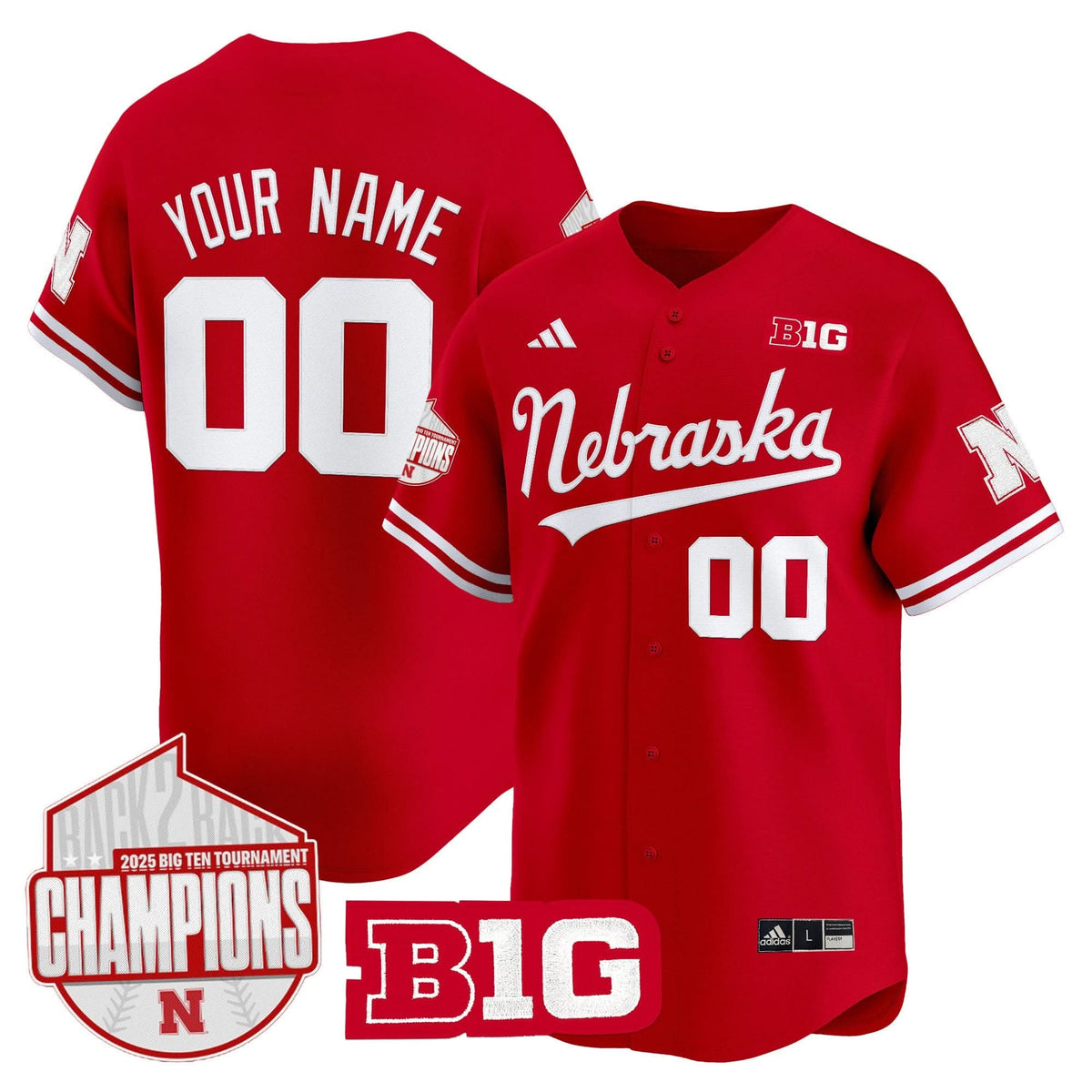 Nebraska Cornhuskers Back 2 Back Champions Patch Vapor Premier Limited Custom Jersey