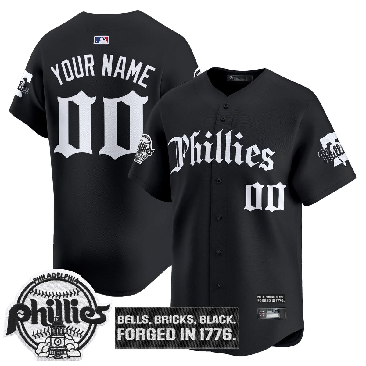 Philadelphia Phillies 'Gothic Liberty Edition' Vapor Premier Limited Custom Jersey - Stitched