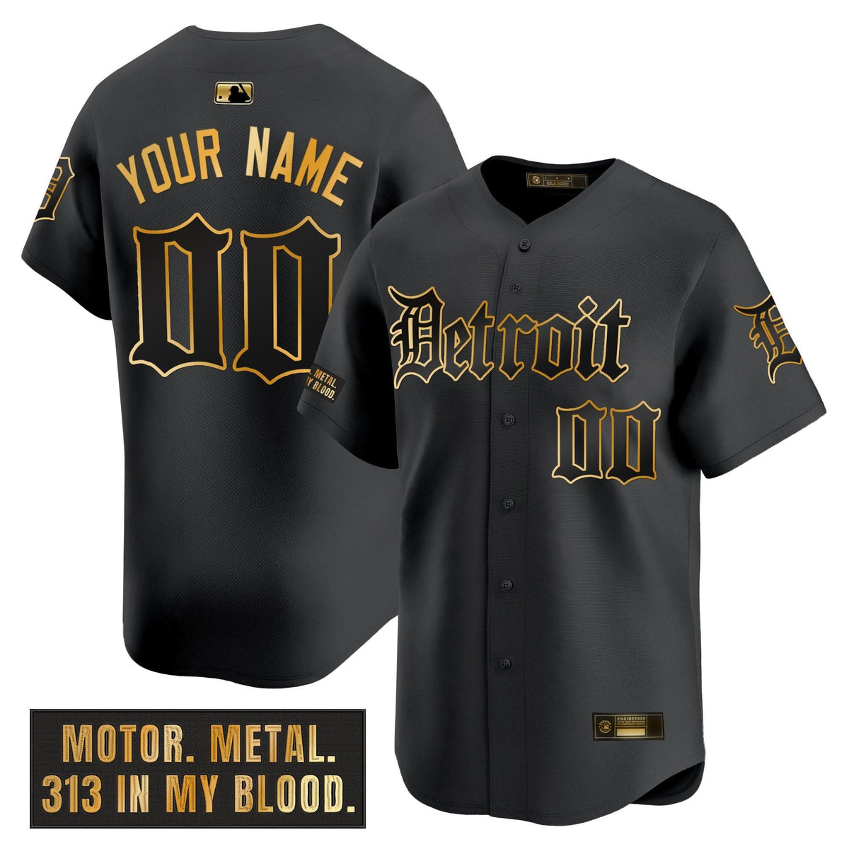 Detroit Tigers 'Motor Gothic Edition' Gold Vapor Premier Limited Custom Jersey - Stitched-Cuztomshoes