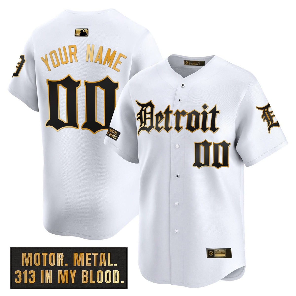 Detroit Tigers 'Motor Gothic Edition' Gold Vapor Premier Limited Custom Jersey - Stitched-Cuztomshoes