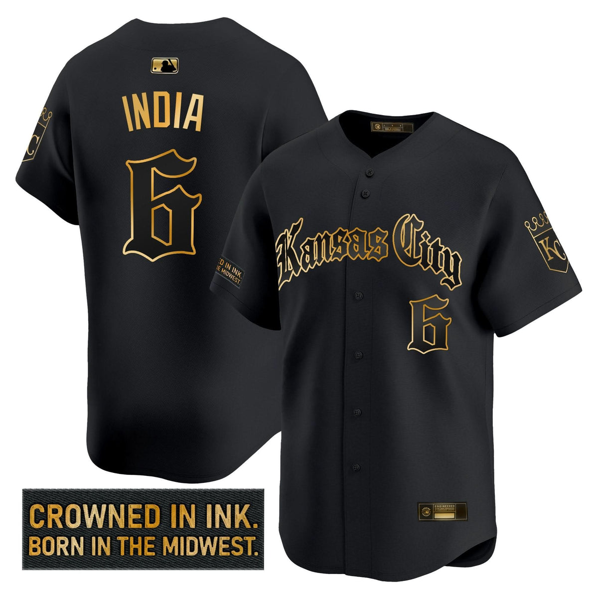 Kansas City Royals 'Gothic Crown Edition' Gold Vapor Premier Limited Jersey - Stitched-Cuztomshoes