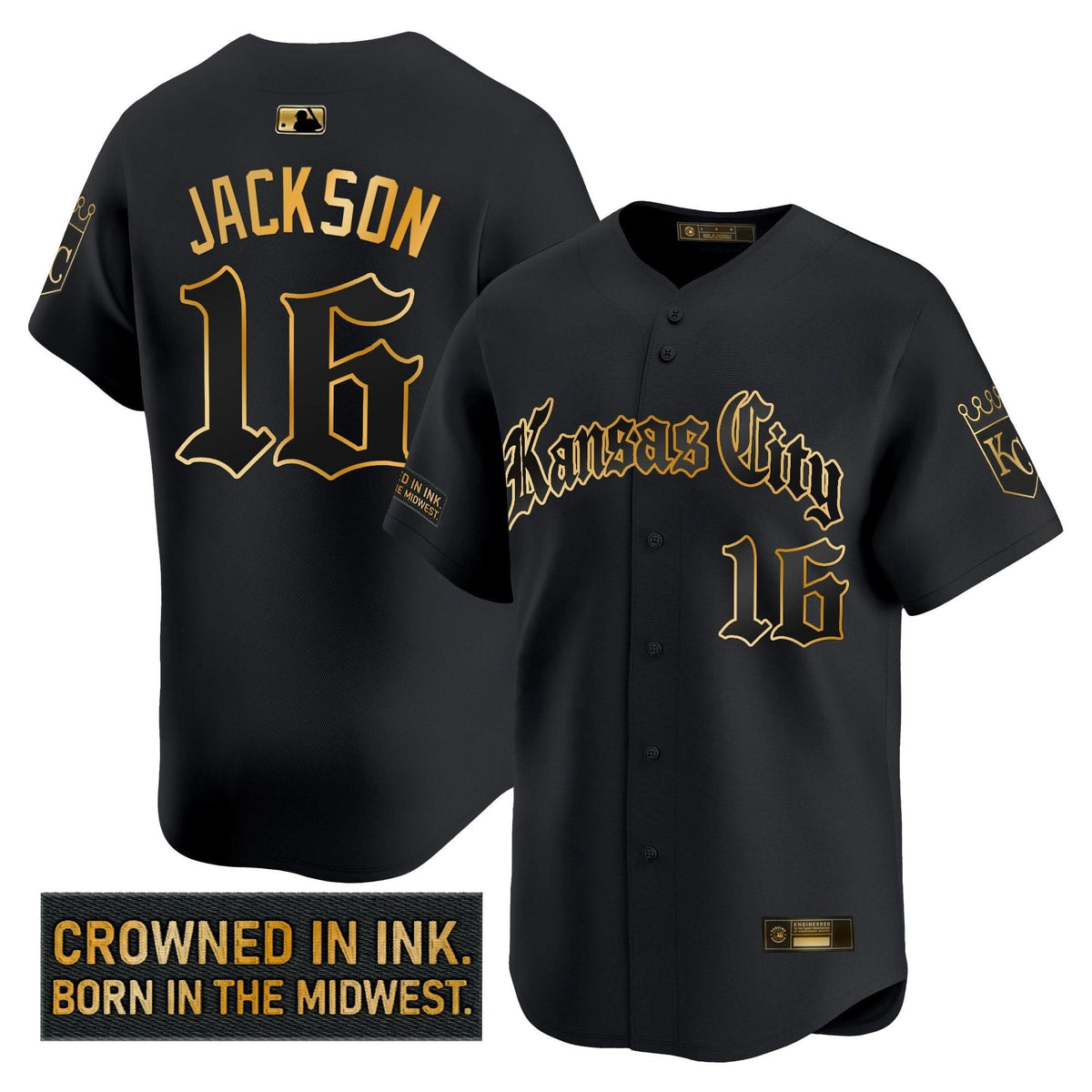 Kansas City Royals 'Gothic Crown Edition' Gold Vapor Premier Limited Jersey - Stitched-Cuztomshoes