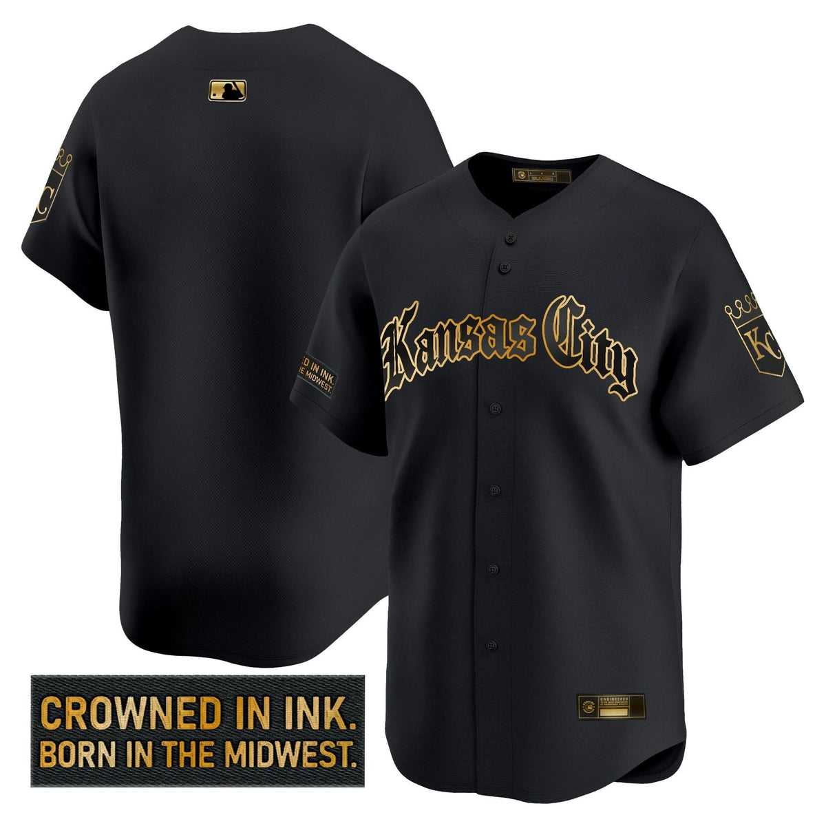 Kansas City Royals 'Gothic Crown Edition' Gold Vapor Premier Limited Jersey - Stitched-Cuztomshoes