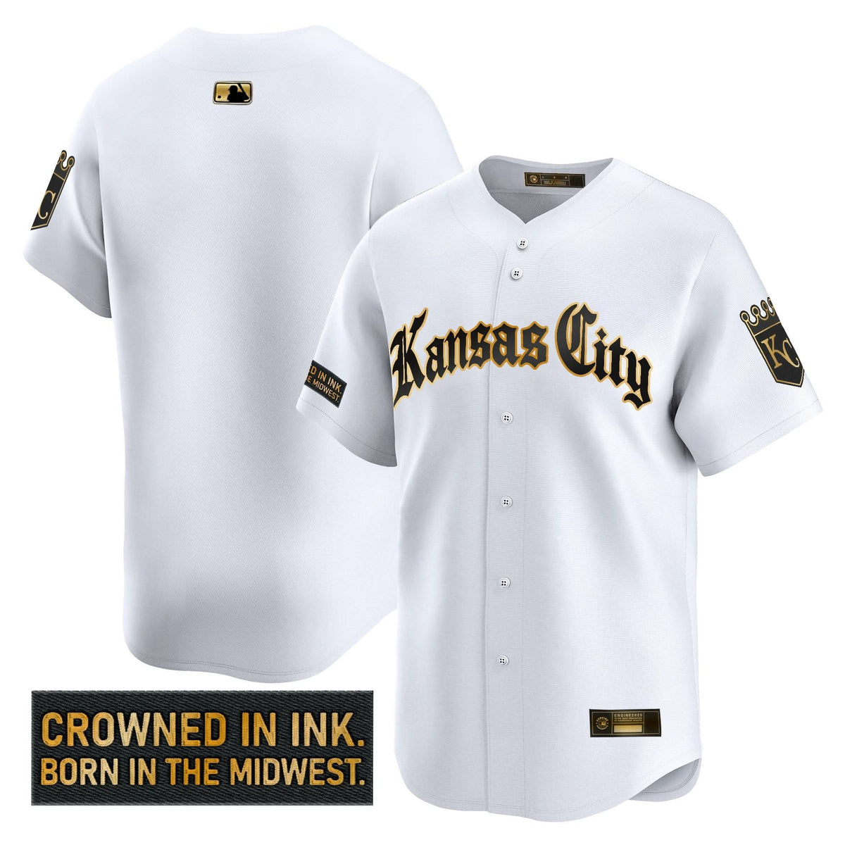 Kansas City Royals 'Gothic Crown Edition' Gold Vapor Premier Limited Jersey - Stitched-Cuztomshoes