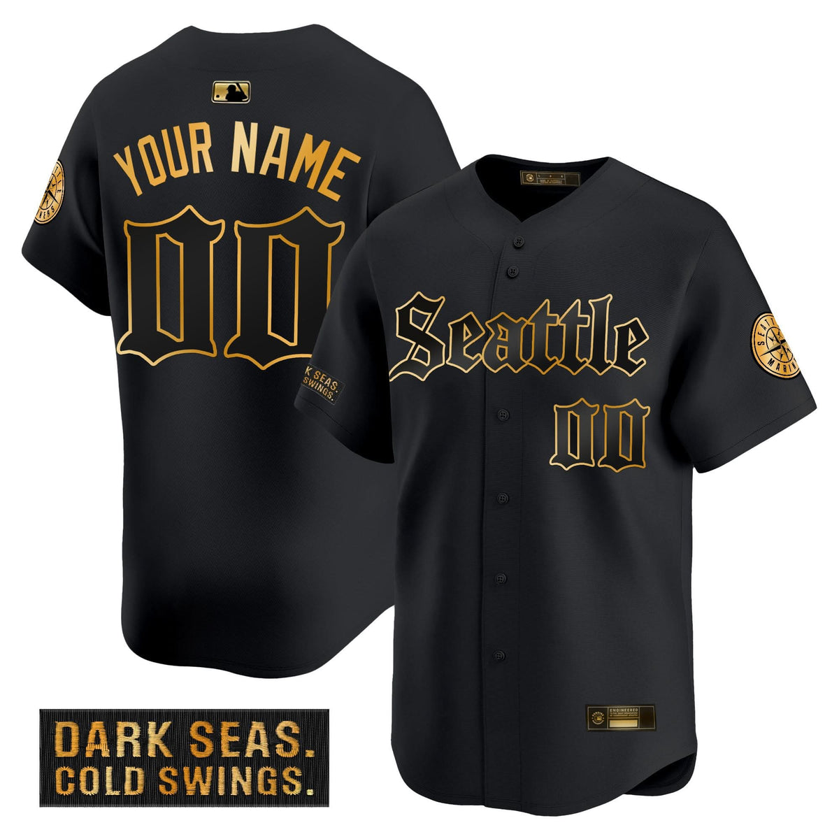 Seattle Mariners 'Deep Sea Gothic Edition' Gold Vapor Premier Limited Custom Jersey - Stitched