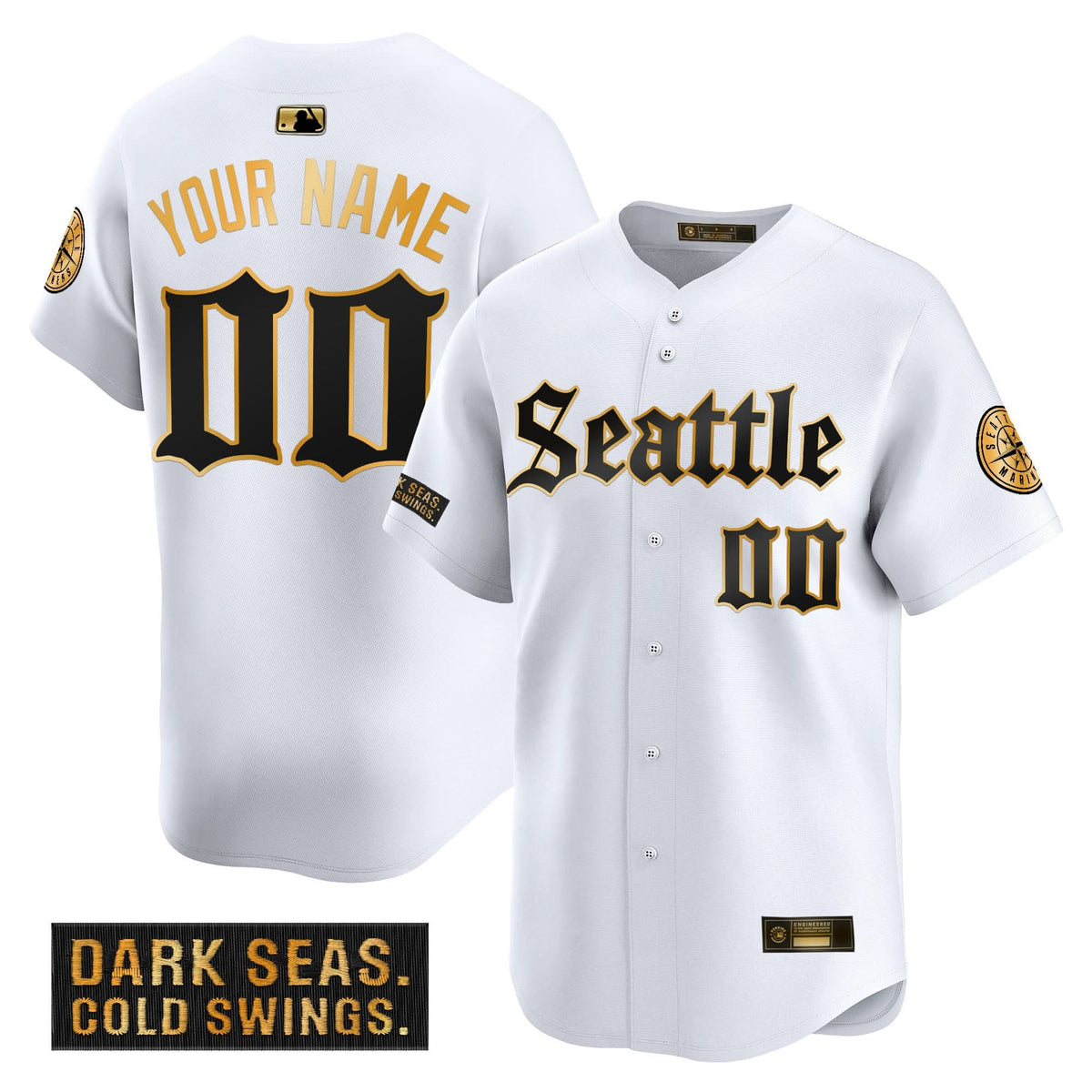 Seattle Mariners 'Deep Sea Gothic Edition' Gold Vapor Premier Limited Custom Jersey - Stitched