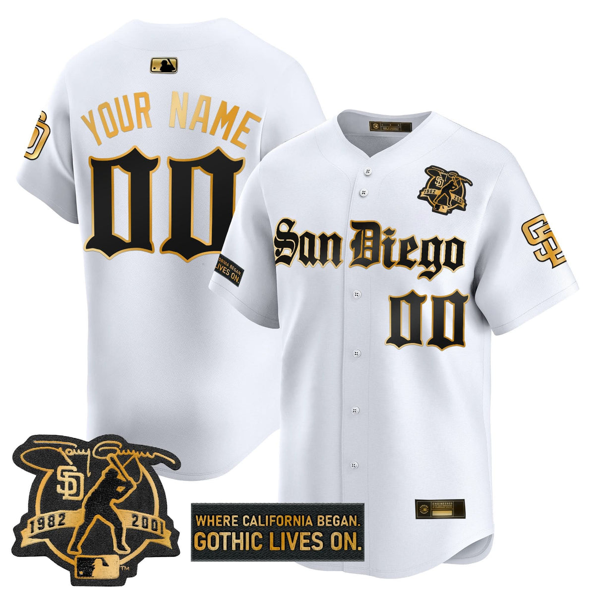 San Diego Padres 'Gothic Edition' Gold Vapor Premier Limited Custom Jersey - Stitched