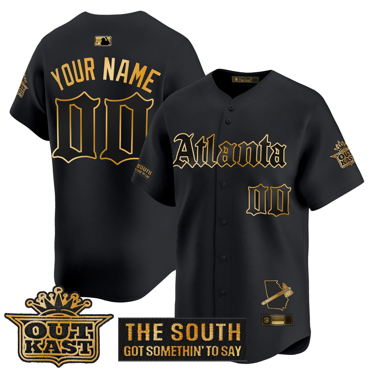 Atlanta Braves 'Gothic South x Outkast Edition' Gold Vapor Premier Limited Custom Jersey - Stitched-Cuztomshoes