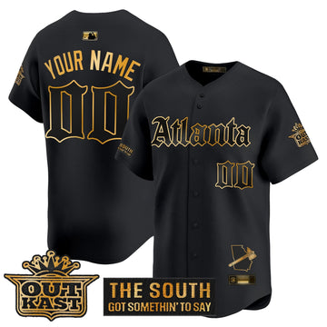 Atlanta Braves 'Gothic South x Outkast Edition' Gold Vapor Premier Limited Custom Jersey - Stitched-Cuztomshoes