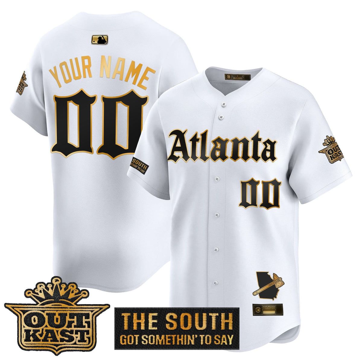 Atlanta Braves 'Gothic South x Outkast Edition' Gold Vapor Premier Limited Custom Jersey - Stitched-Cuztomshoes