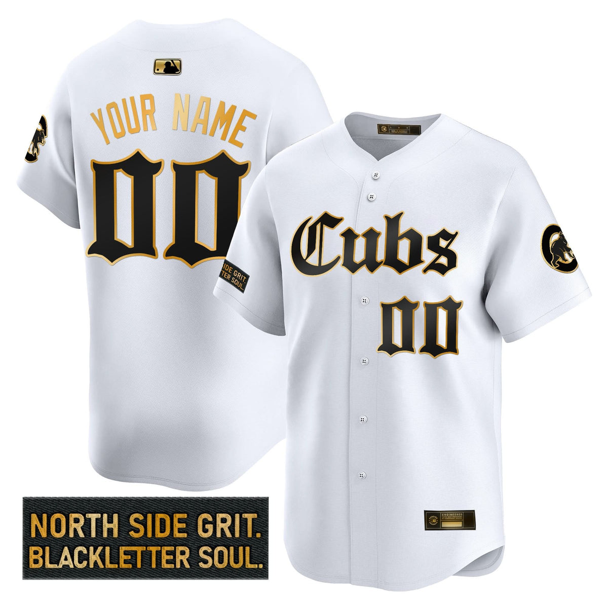 Chicago Cubs 'Gothic North Side Edition' Gold Vapor Premier Limited Custom Jersey - Stitched