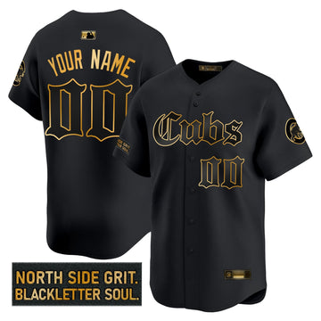 Chicago Cubs 'Gothic North Side Edition' Gold Vapor Premier Limited Custom Jersey - Stitched