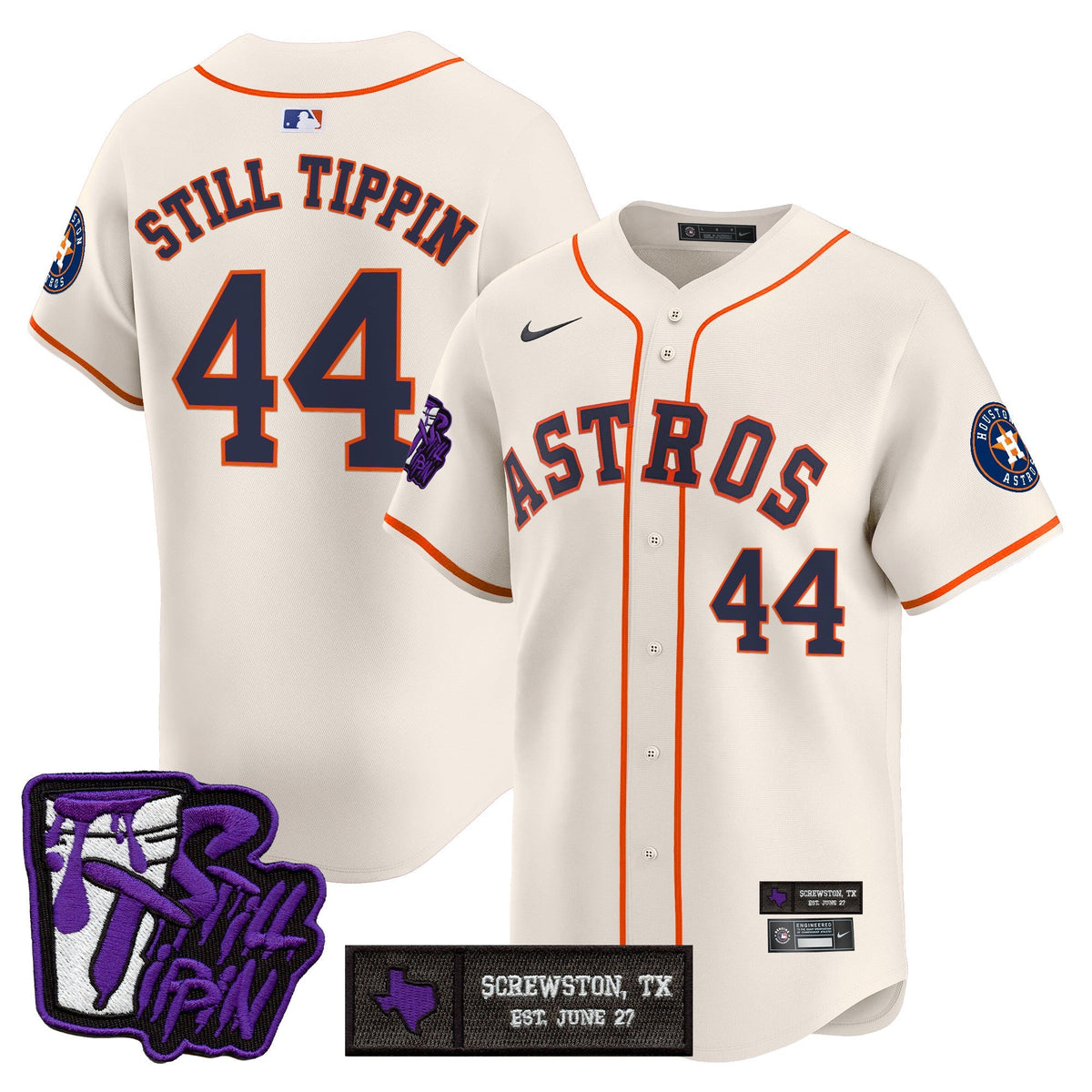 Houston Astros DJ Screw Still Tippin Purple Patch Vapor Premier Limited Jersey - Stitched-Cuztomshoes