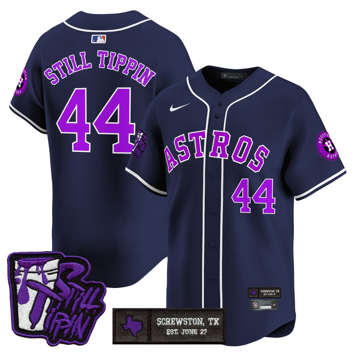 Houston Astros DJ Screw Still Tippin Purple Patch Vapor Premier Limited Jersey - Stitched-Cuztomshoes