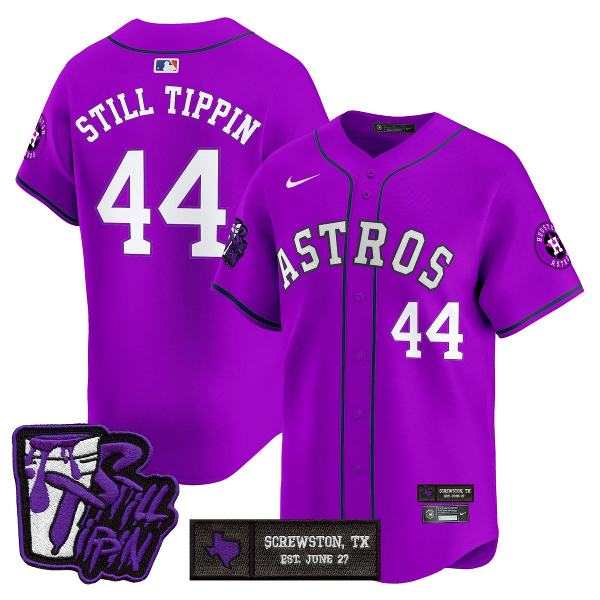 Houston Astros DJ Screw Still Tippin Purple Patch Vapor Premier Limited Jersey - Stitched-Cuztomshoes