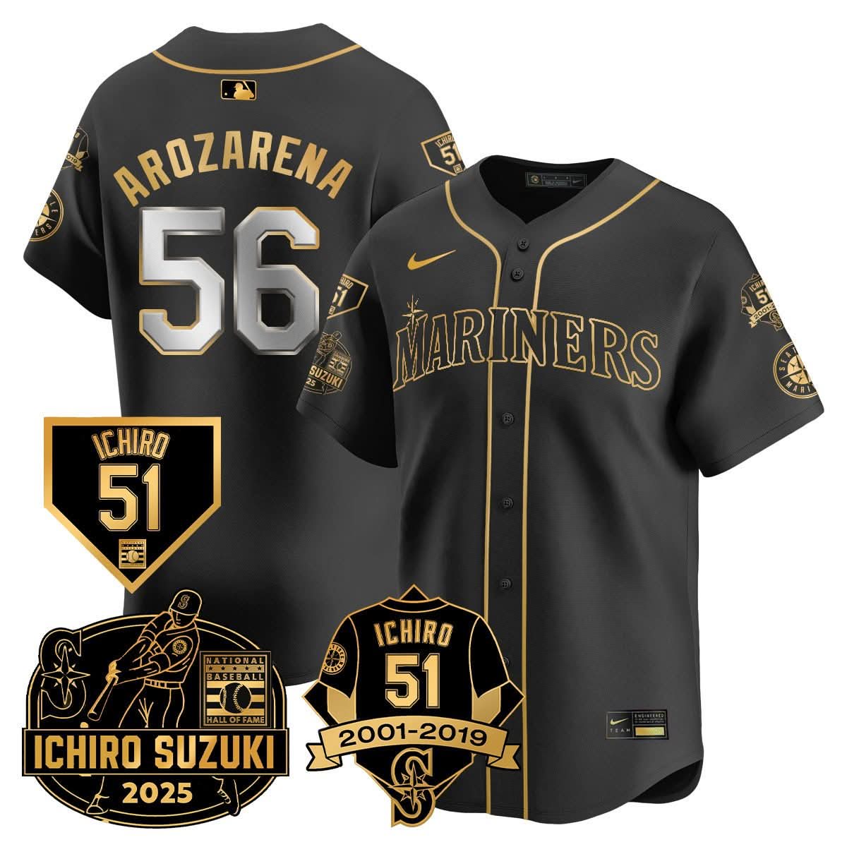 Seattle Mariners Ichiro Number Retirement Jersey - Stitched