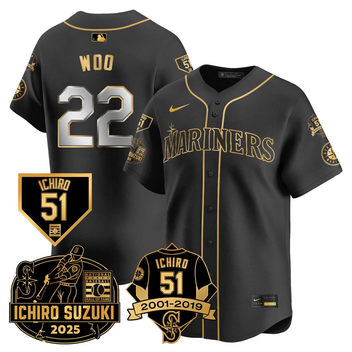 Seattle Mariners Ichiro Number Retirement Jersey - Stitched