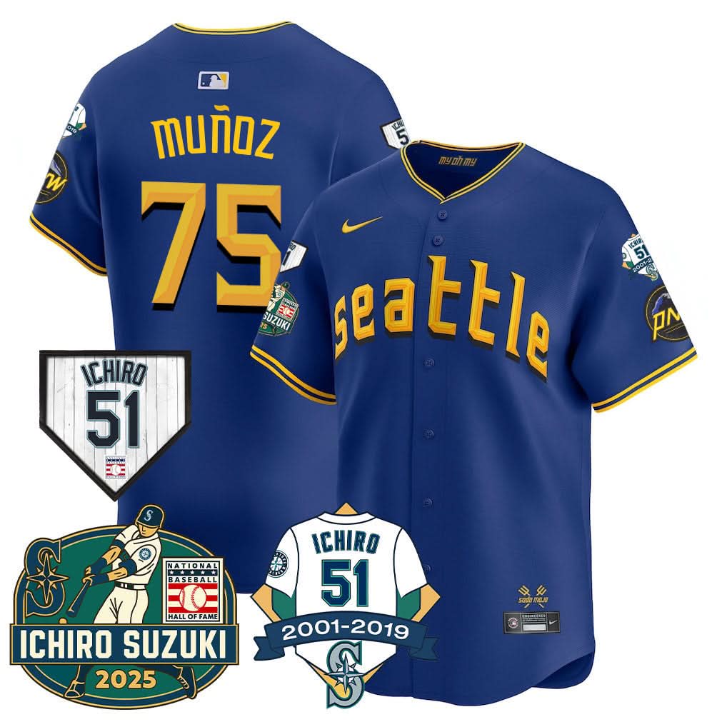 Seattle Mariners Ichiro Number Retirement Jersey - Stitched