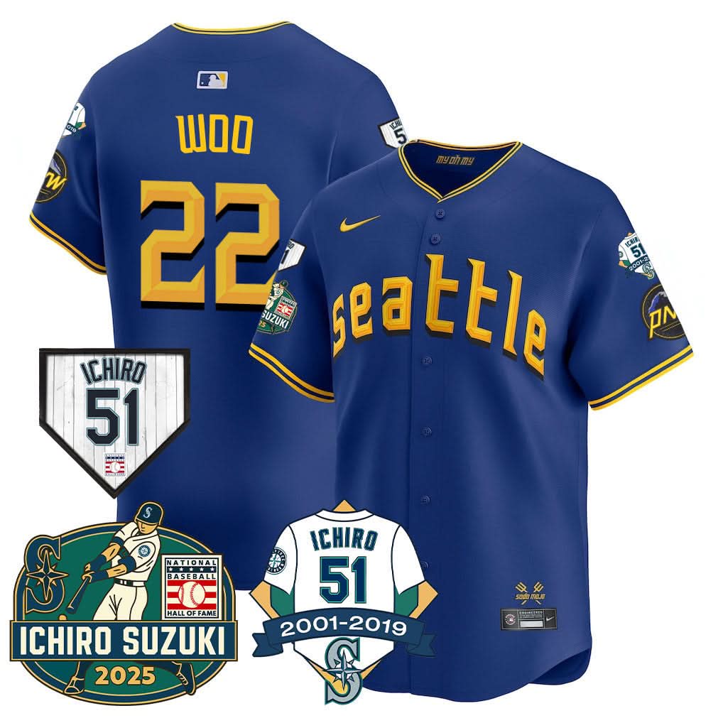 Seattle Mariners Ichiro Number Retirement Jersey - Stitched