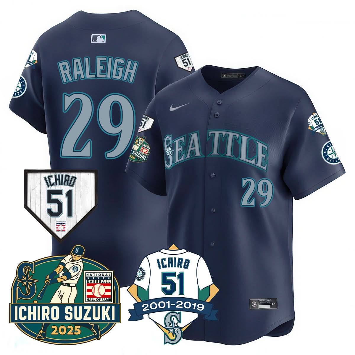 Seattle Mariners Ichiro Number Retirement Jersey - Stitched