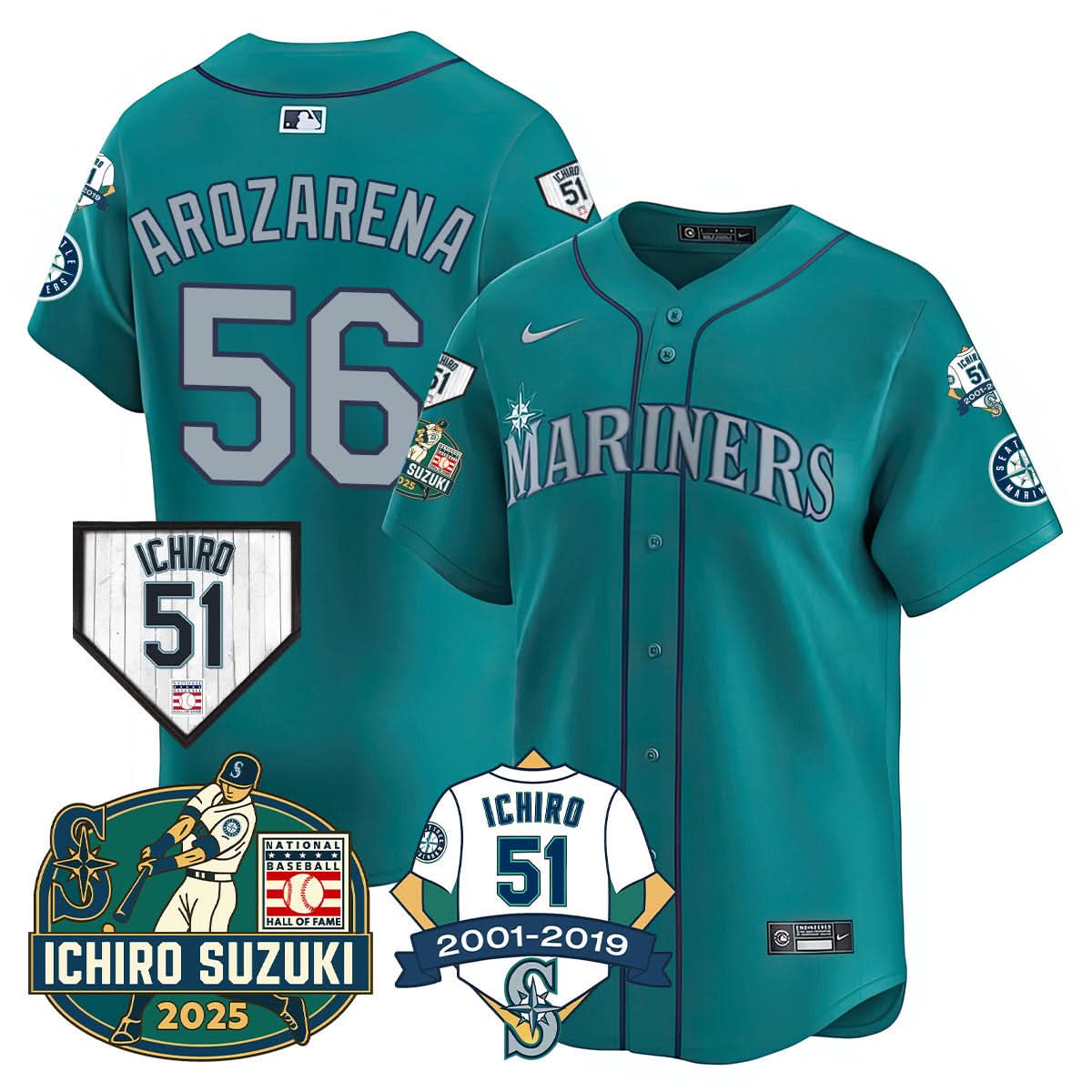 Seattle Mariners Ichiro Number Retirement Jersey - Stitched
