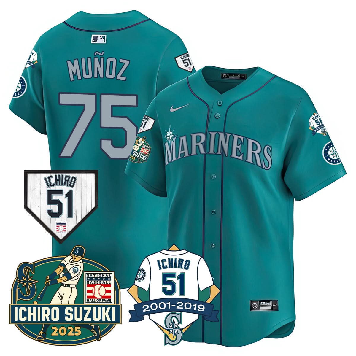 Seattle Mariners Ichiro Number Retirement Jersey - Stitched